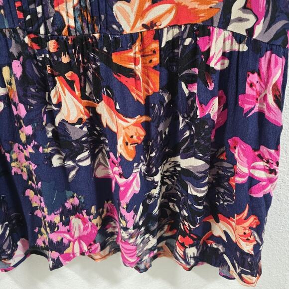 Anthropologie Maeve Caravane Boho Tunic Navy Floral V-Neck Drop Waist Sundress S - Picture 6 of 14